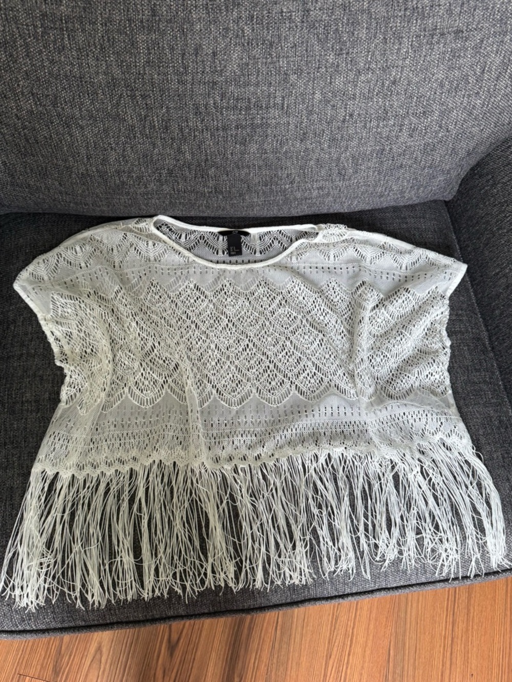 H&M White Crochet Openwork Top